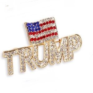 Trump American FLAG Rhinestone Crystal BLING Pin NEW